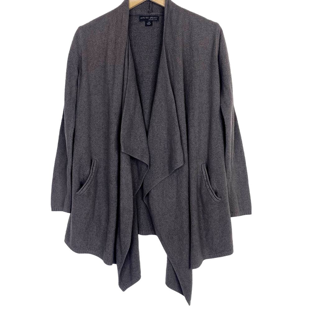 Barefoot Dreams Cozychic Lite Open Wrap Cardigan Womens S/M Gray Assymetrical